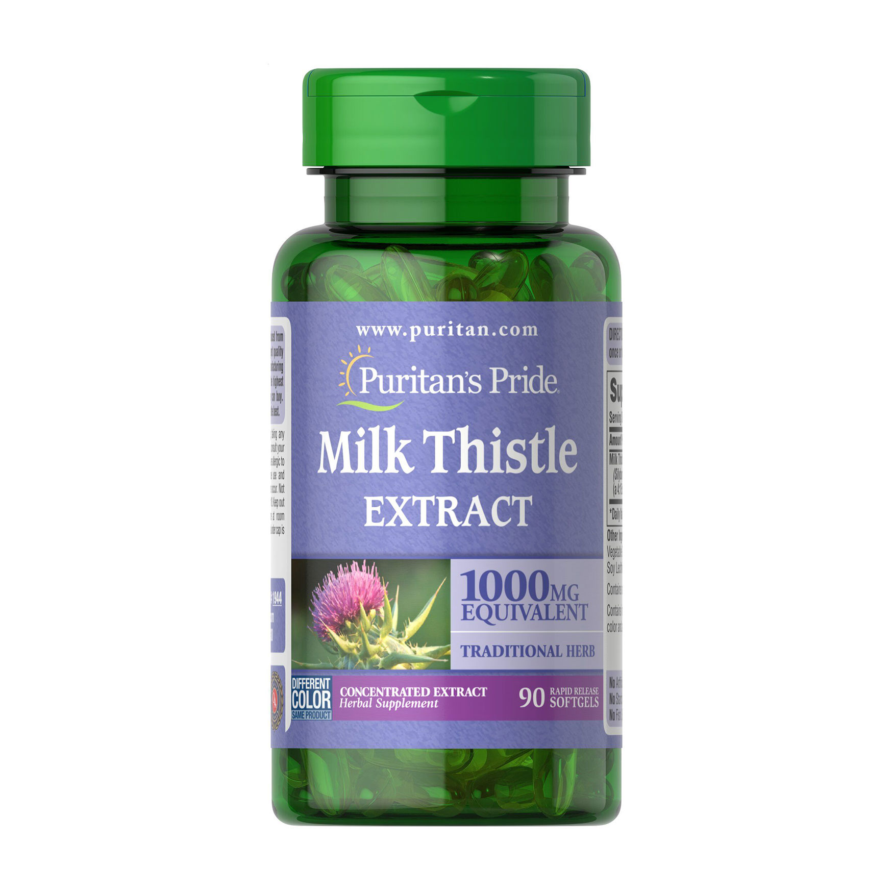 Екстракт розторопші Puritan's Pride Milk Thistle 4:1 Extract, 90 гелевих капсул