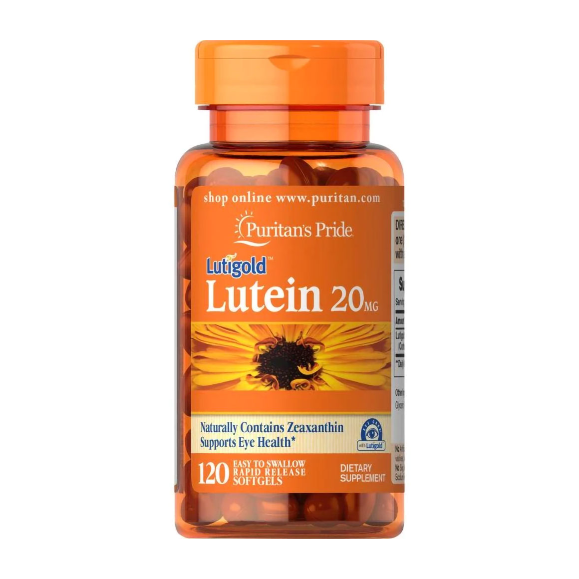Лютеїн Puritan's Pride Lutein 20 мг, 120 гелевих капсул